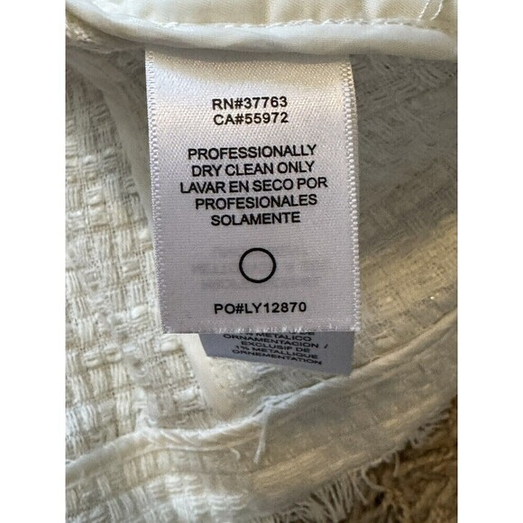 Laundry By Shelli Segal Blazer Women's 10 White Ivory Fringe Open Gold Buttons - Picture 6 of 9